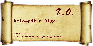 Kolompár Olga névjegykártya